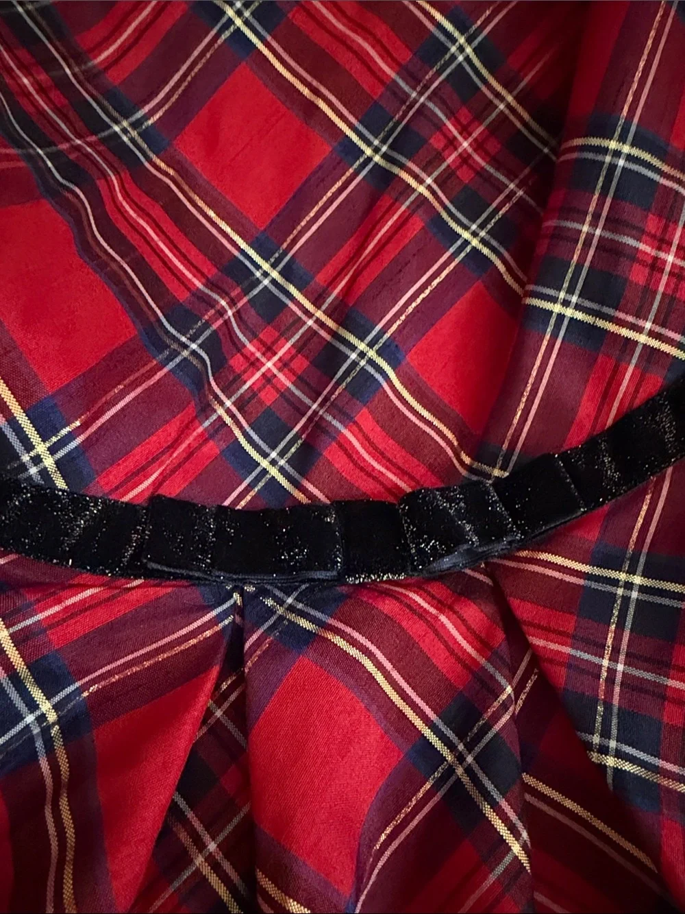 NWOT - 8T - American Girl - Red Plaid Party Dress with Black Waistband